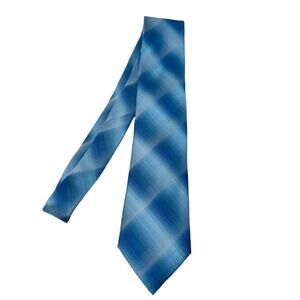 Ted Baker London 100% Silk Tie Blue White Plaid Formal